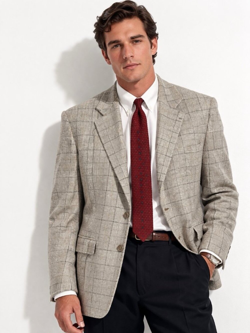 vintage 90s LEVI STRAUSS jacket blazer sport coat 42R plaid dad core windowpane